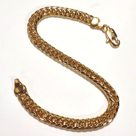 18k Gold Plated Bracelet Double Chain Christmas Birthday Anniversary Gift New!! - Picture 1 of 5